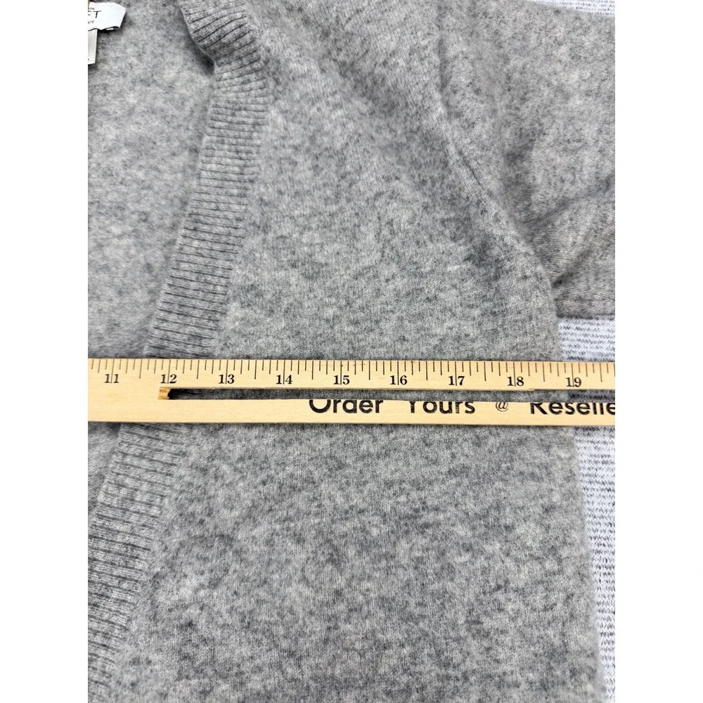 Ann Taylor Loft Womens Gray 100% Cashmere Short Sleeve Open Front Cardigan Large